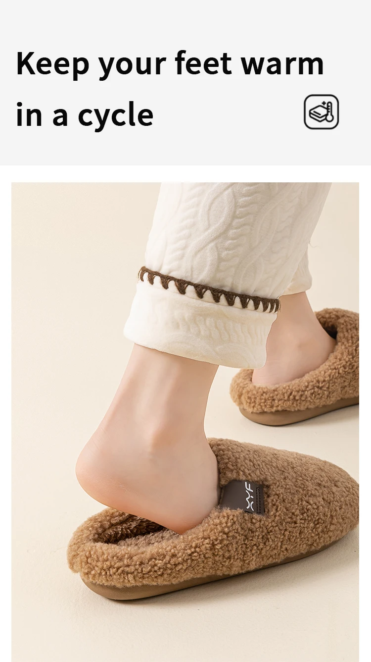 Gemütliche pelzige Hausschuhe für Damen, warme, rutschfeste Hausschuhe, Plüsch-Fleece-Futter und weiche Sohle für den Heimkomfort im Winter – Detail 4