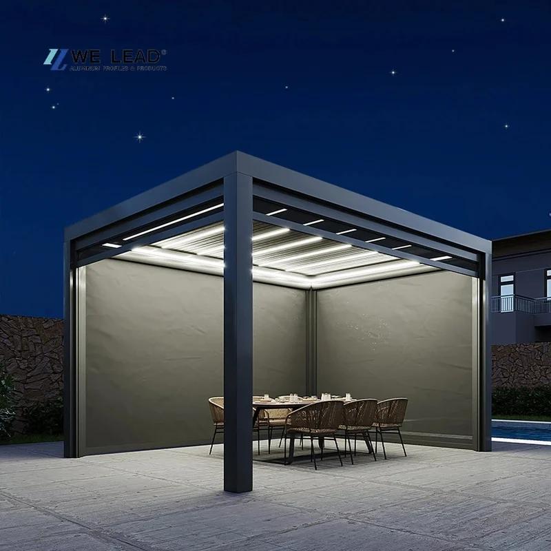 Louver Pergola Motorized Aluminum Waterproof OEM 3x3 3x4 3x5 3x6 4x3 4x4 4x6 5x3 6x3 6x4 Custom Made
