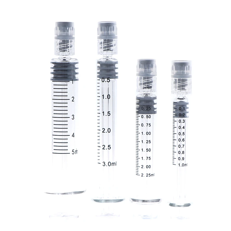 Heat-resistant Reusable Glass Syringe Borosilicate Glass Prefillable Syringe 1/2.5/3/5ml Optional Capacity Borosilicate Glass