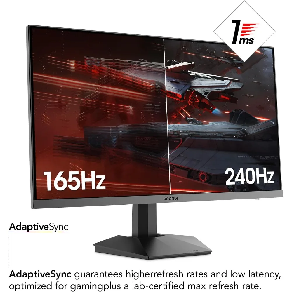 Moniteur de jeu, 27 pouces WQHD 2560x1440 PC Moniteur d'ordinateur, Jusqu'à 240Hz Rafraîchissement, 1ms, Division adaptative, HDR10, DCI-P3 90%