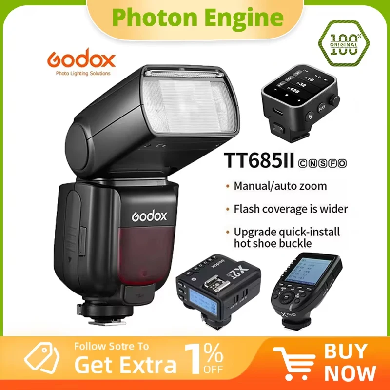 GODOX TT685II Camera Flash Light TTL 2.4G HSS 1/8000s GN60 Wireless Speedlite TT685 II for Canon Nikon Sony Olympus Fuji