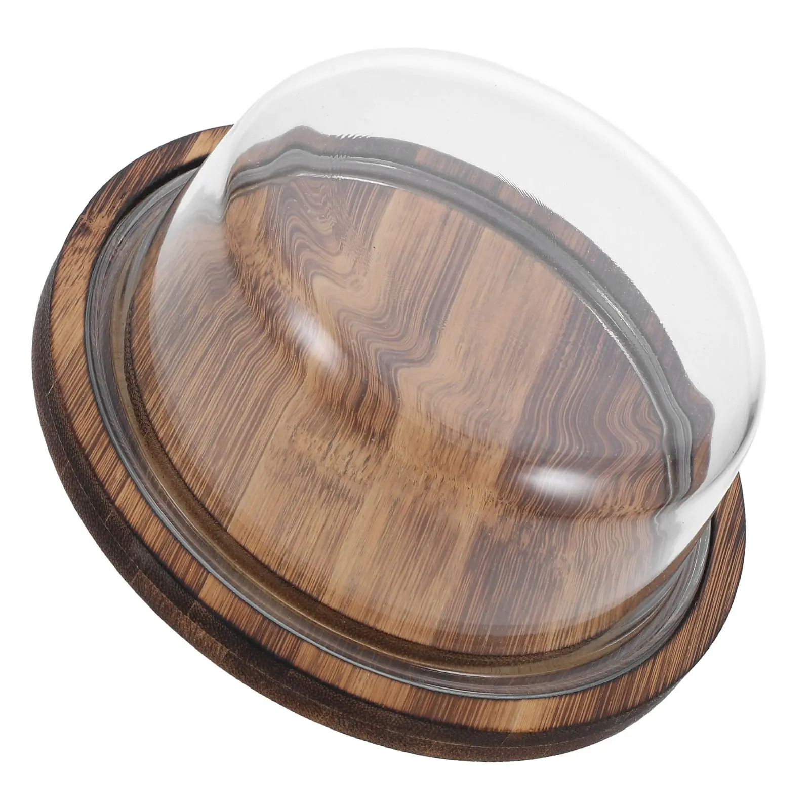 Butteraufbewahrung, mit Glas überzogene Schüssel, Tablett, Deckel, Bauernhaus, französische Butterschale mit Deckel, klarer Kühlschrank, Holztisch, Küche