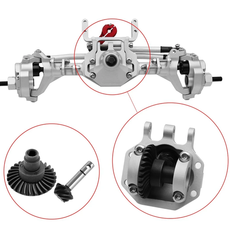 CNC Machined Integrated Front And Rear Portal Axle For 1/10 RC Crawler Car Axial SCX10 II 90046 RGT 86100 Upgrade Parts