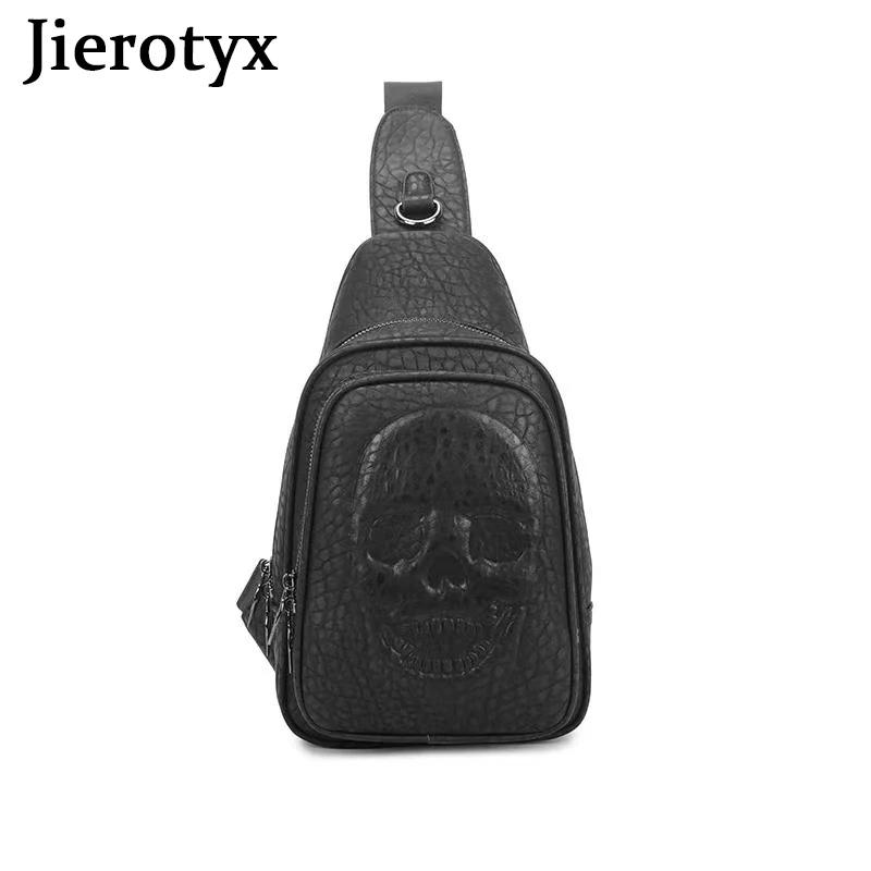 JIEROTYX Gothic Sling Bag Women Men Backpack Crossbody Bag Travel Hiking Daypack Waterproof Skull Unisex Chest Bags Shoulder