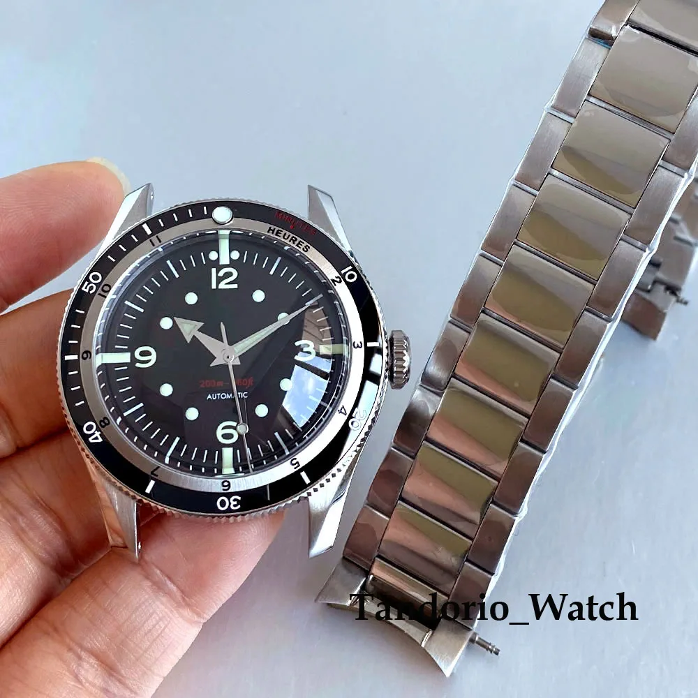 

Мужской корпус для часов Tandorio 40 мм, ремешок 20 АТМ, двойное куполообразное сапфировое стекло, подходит для NH35 ETA2824 PT5000 Miyota 8215, часть механизма