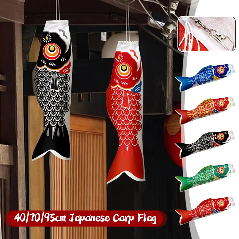 

40/70/94cm Japanese Carp Flag Colorful Windsock Hanging Fish Flag Pendant Home Yard Garden Decoration