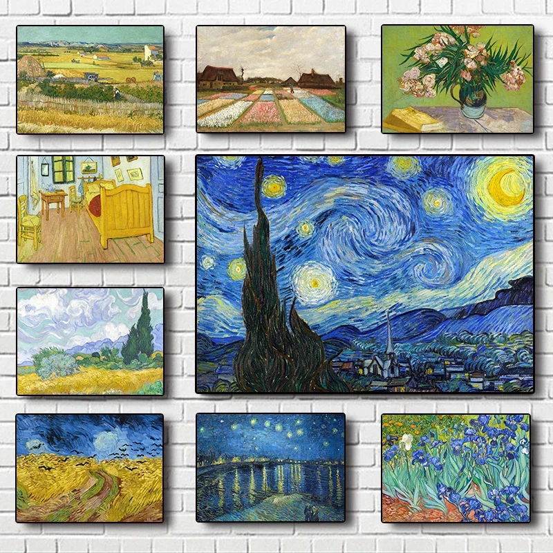 Famous Painter Vincent Van Gogh Starry Night Impressionist Still Life Poster Canvas Paintings Wall Art Pictures Home Decor