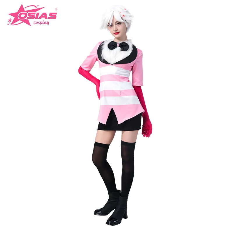 

OSIAS Angel Dust Cosplay Costume Set Angel Dust wig Angel Dust shoes Hazbin Hotel