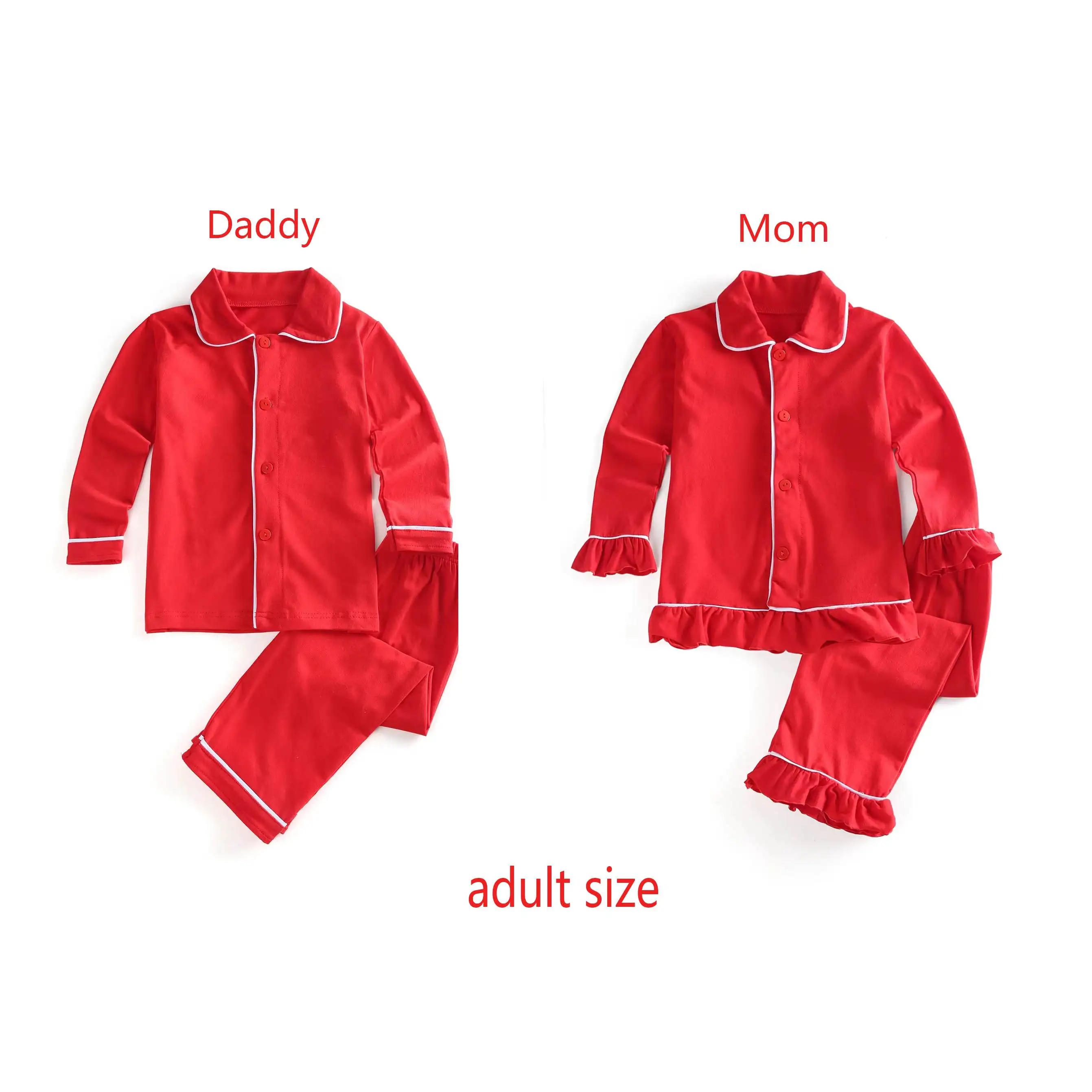 Wholesale daily wear family matching pajamas sibling set velvet flannel cotton christmas women men adult pyjamas sets