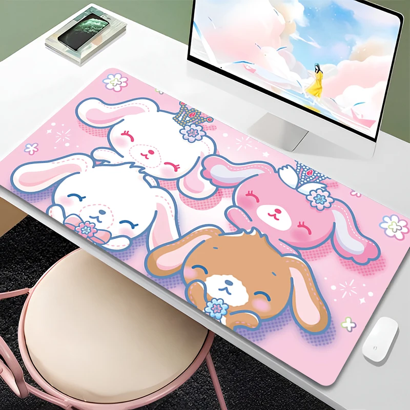 لوحة الماوس PC Kawaii الكرتون مكتب حصيرة الوردي S-السكر الأرانب الجدول حصيرة الكمبيوتر المحمول أنيمي الأرنب الألعاب لوحة المفاتيح زهرة لينة ماوس الوسادة