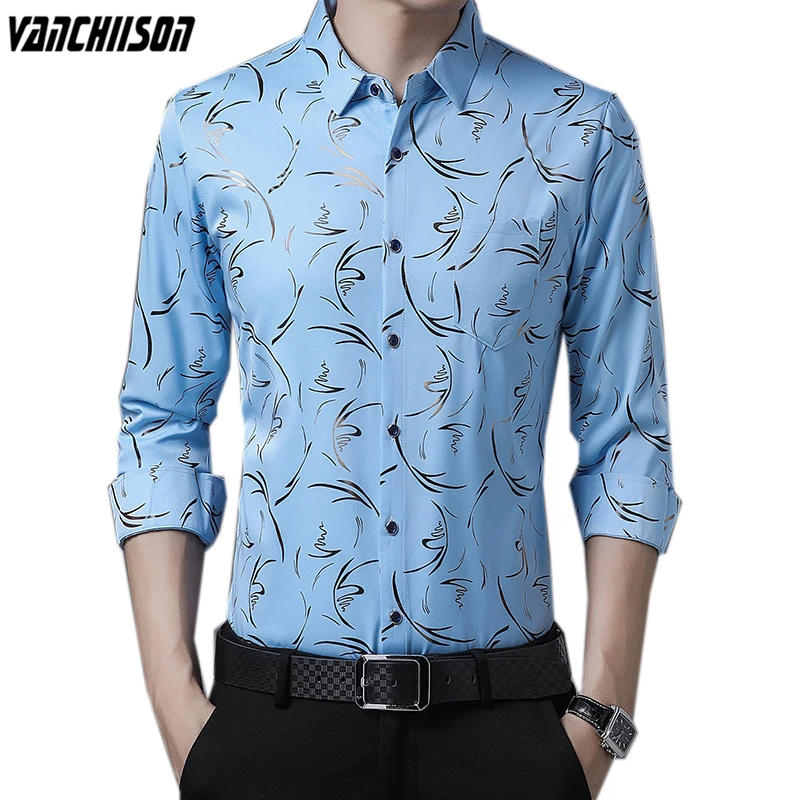 

Men Shirt Tops Long Sleeve for Spring Summer Floral Retro Vintage Casual Male Fashion Clothing 00867