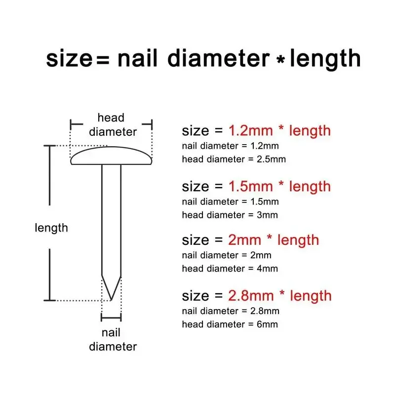 25/100Pcs Coppers Brass Small Mini Round Head Nail Dia 1.2mm 1.5mm 2mm 2.8mm Tack Stud Furniture Hinge Drum Jewelry Chest Box
