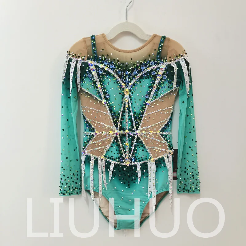 LIUHUO Rhythmic Gymnastics Leotard Long Sleeves Competitive Cheerleading Performance For Children BD9658