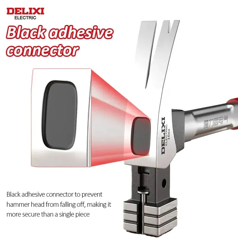 DELIXI ELECTRIC Claw Hammer Woodworking Hammer Nail Up Tool Multi-functional High Carbon Steel Hammer