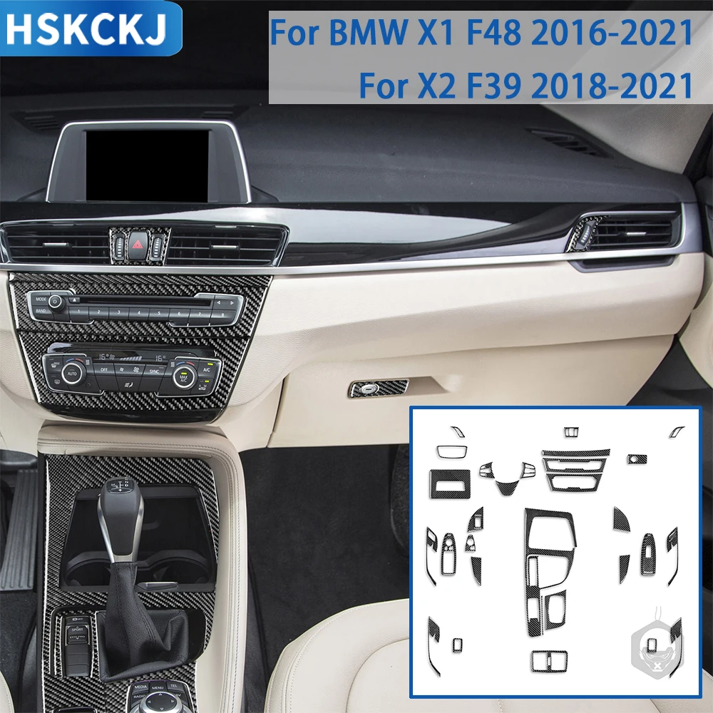 

For BMW X1 F48 2016-2022 X2 F39 2018-2022 Accessories Carbon Fiber Car Interior Gear Air Vent Control Panel Sticker Decoration