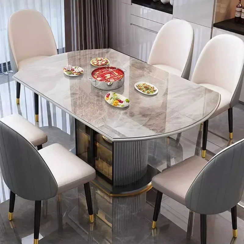 Tavolo da pranzo rotondo da soggiorno Tavolo da pranzo allungabile di lusso dal design rilassante Tavolo da pranzo pieghevole impermeabile Mesa Comedor Mobili da cucina