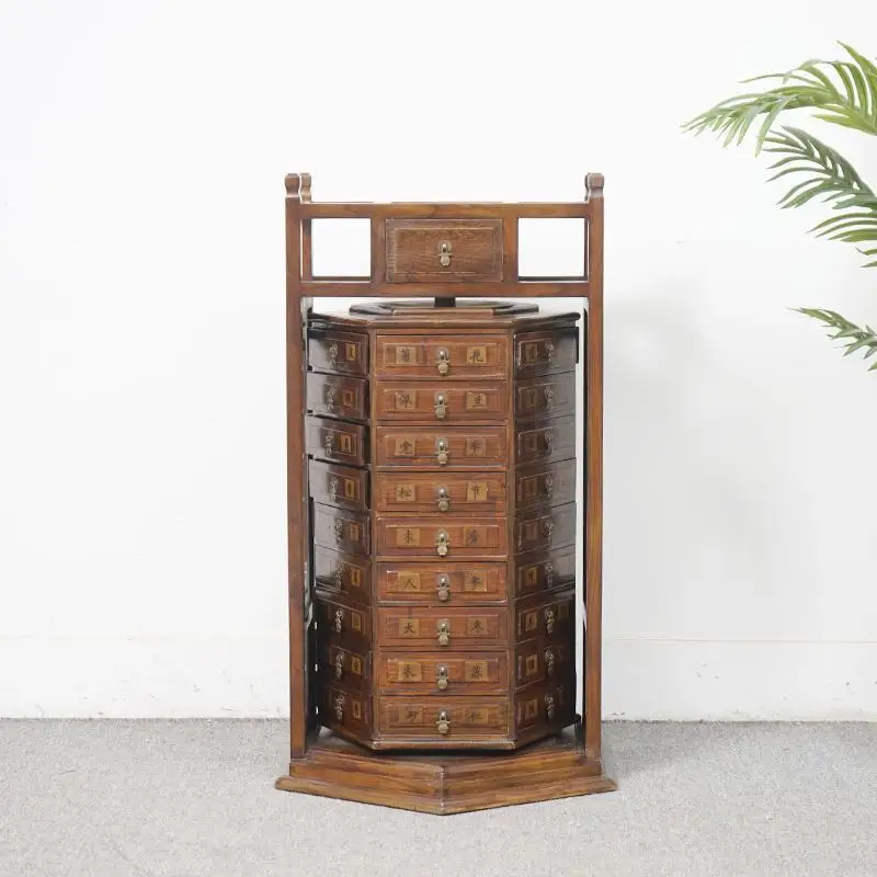 Ming and Qing classical solid wood medicine cabinet, antique simple rotating multi-pump cabinet, storage cabinet