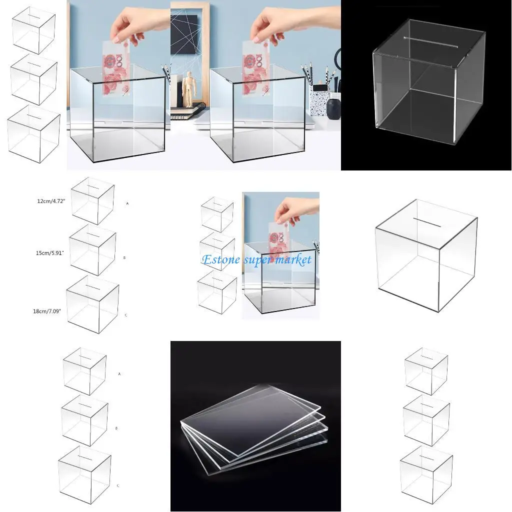 090b Clear Piggy Break, um Geldbox für Erwachsene Münzen Pot Cash Container zu eröffnen