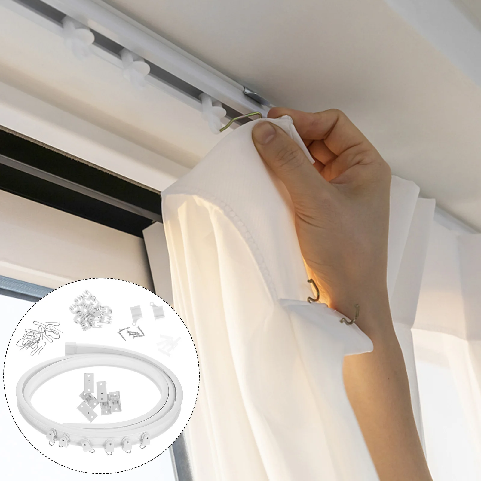 

Bendable Ceiling Mount Curtain Track System Stainless Steel PVC Material Stable Strong Connections Simple Design