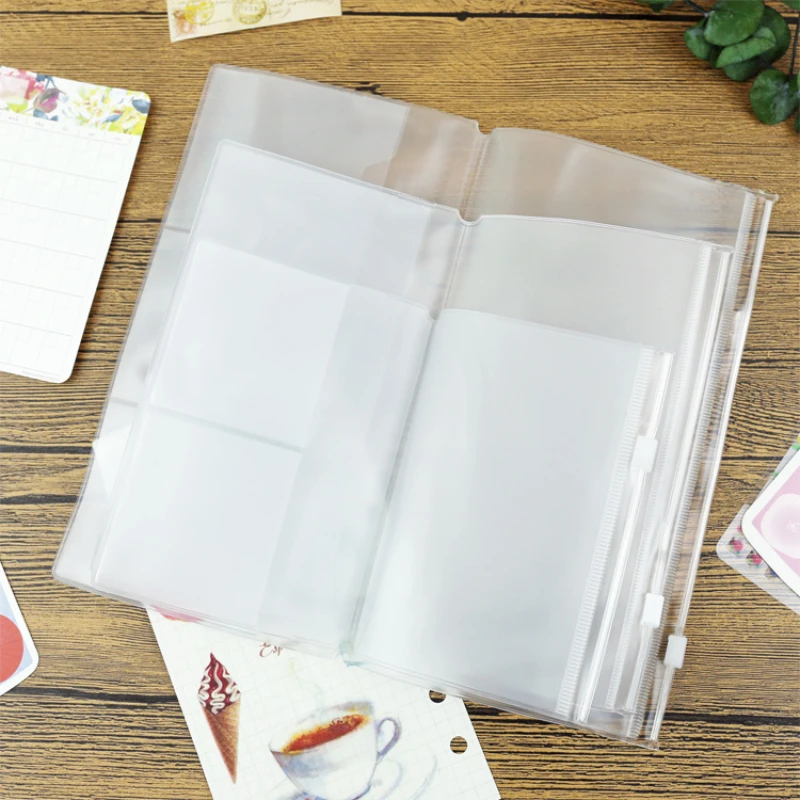 Bolsa de Zíper PVC Fromthenon para Caderno de Viagem Midori, Acessório de Planejamento, Porta-Cartões, Armazenamento Padrão/Bolsa/Passaporte