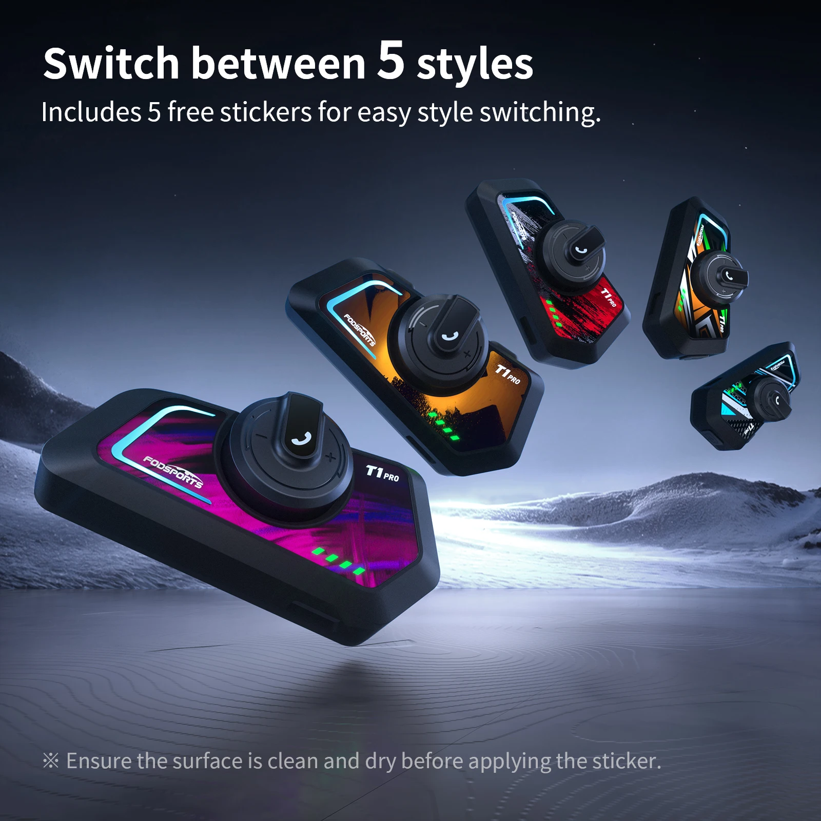 2 قطعة Fodsports T1 Pro دراجة نارية الاتصال الداخلي ، خوذة بلوتوث سماعة رأس لجهاز الاتصال الداخلي ، 6 الدراجين 2000 متر ، BT5.4