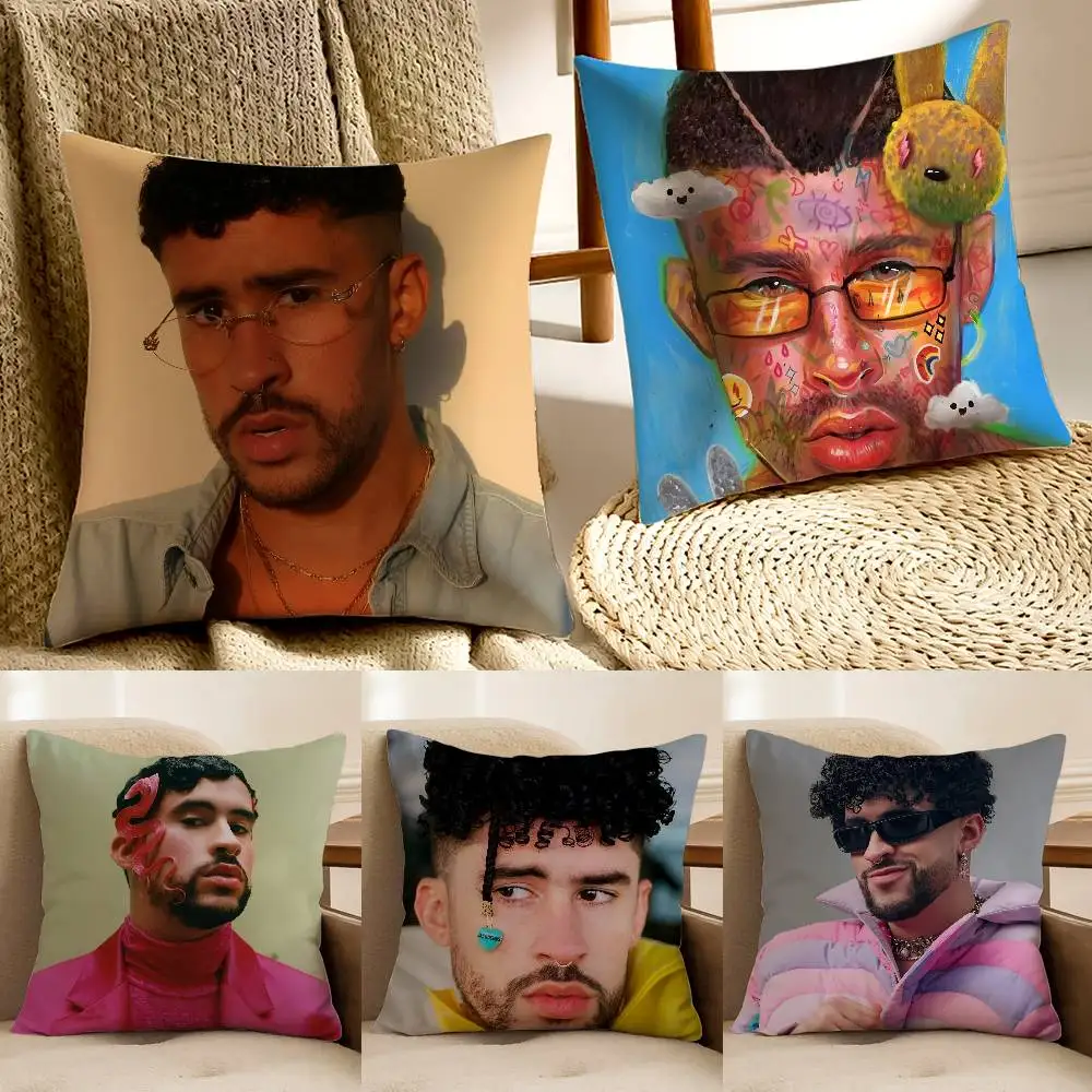 

Hip Hop Rapper Bad Bunny Pillow Case Anti-dustmite Invisible Zipper Sofa Bed
