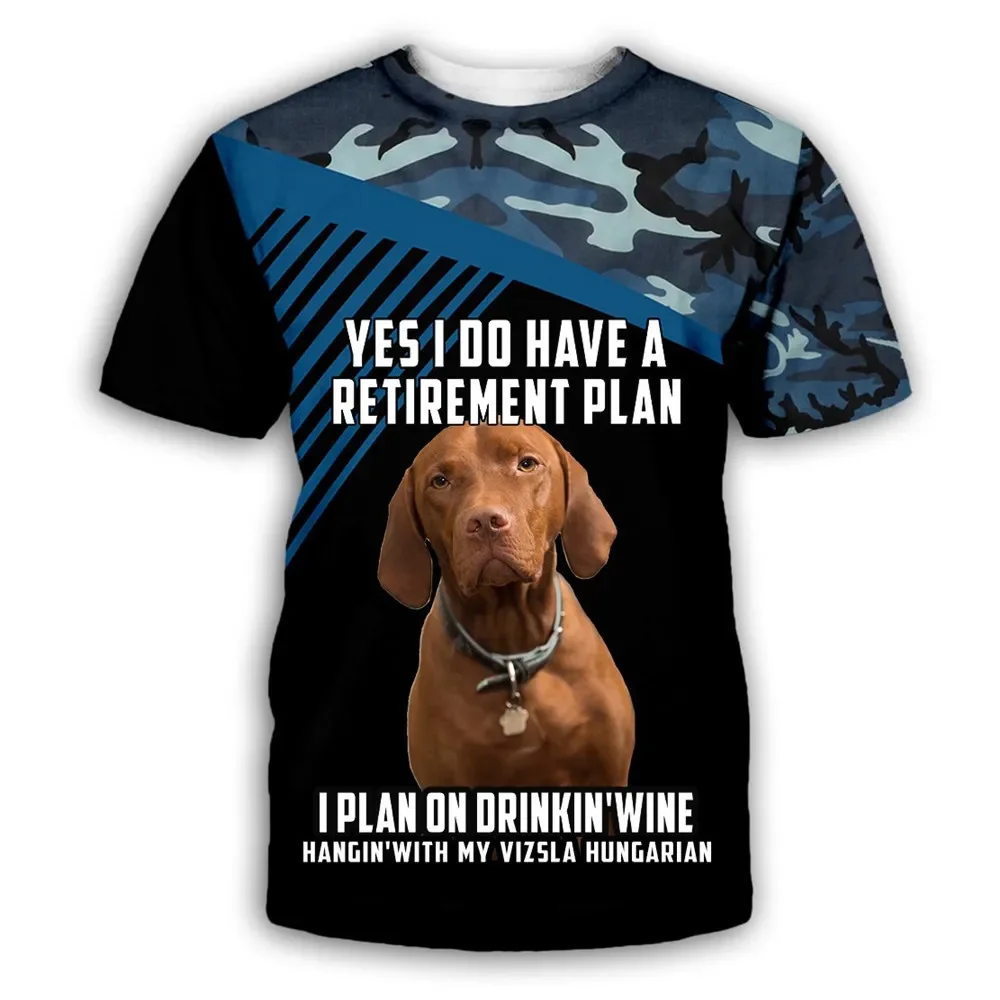 HX  Vizsla Hungarian Men' T-shirts Navy Camo Pet 3D Short Sleeve Men Clothing Retirement Plan Letter Unisex Harajuku T Shirts