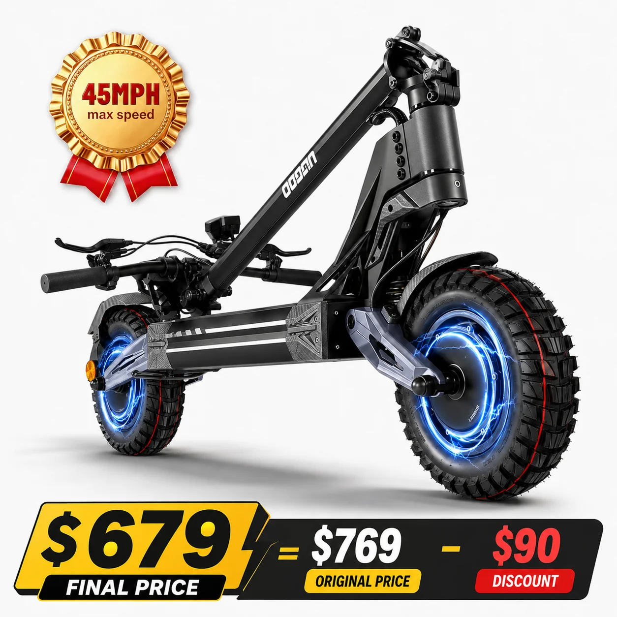 

Dual 4000W Motor Electric Scooter for Adults 45MPH Fast E-Scooter 60V 27Ah 11" Off-Road Vacuum Tires 330lbs Heavy Duty