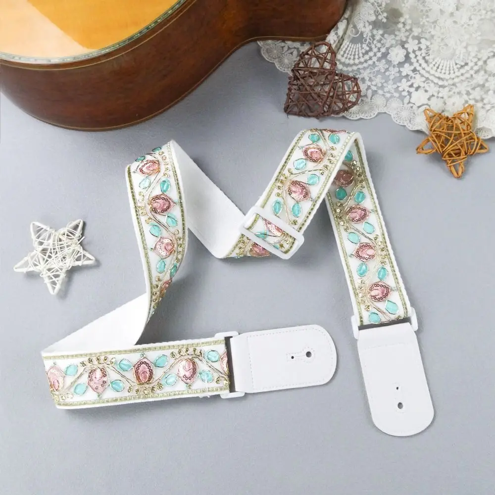 Vintage Guitar Strap Ethnic Style Adjustable Electric Guitar Belts High Quality Embroidered Print Guitar Shoulder Belt