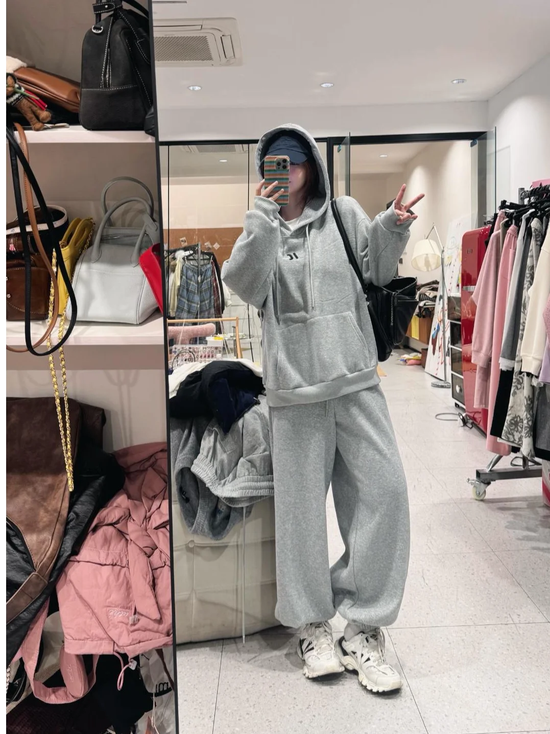 

JINGU Casual Fce Lined Hoodie High Waist Sweatpants Women's Hanfu Set Polyester Fiber Winter Collection 2025