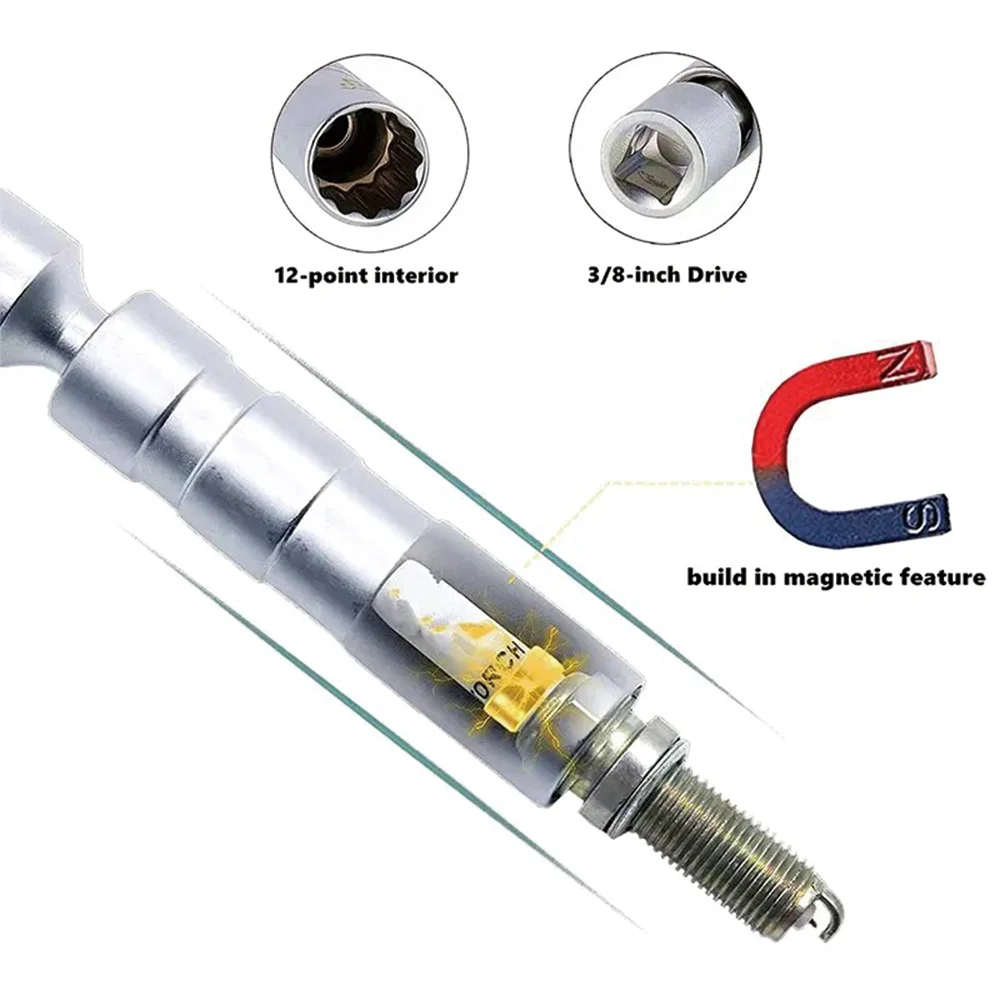 Imagem -04 - Spark Plug Socket Wrench Adapter Grupo Junta Universal com Tomada Magnética Flexível Parede Fina Drive Car Repair Tool 14 mm 16 mm