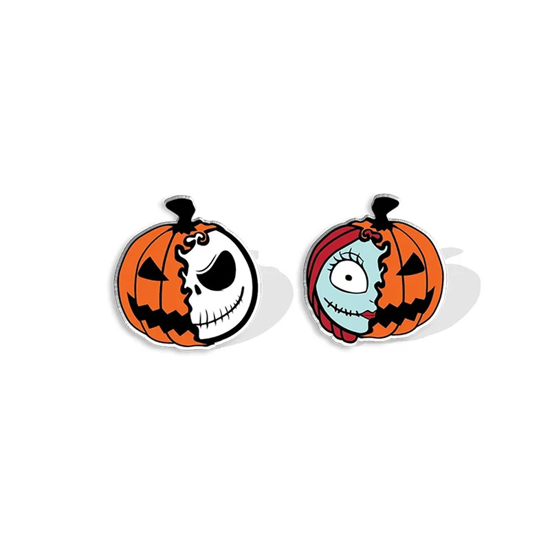 Disney Horror Nightmare Before Christmas Jack and Sally Epoxy Handcraft cute Acrylic Stud Earrings Jewelry Party Hallowmas Gifts