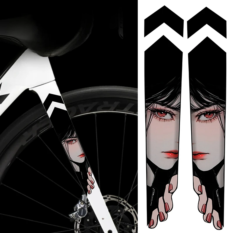 1pair Anime Eyes MTB Bike Sticker Waterproof for Highway Bicycle Fork Top Tube Motorbike Electric Scooter Decoration Vinyl Decal image 3