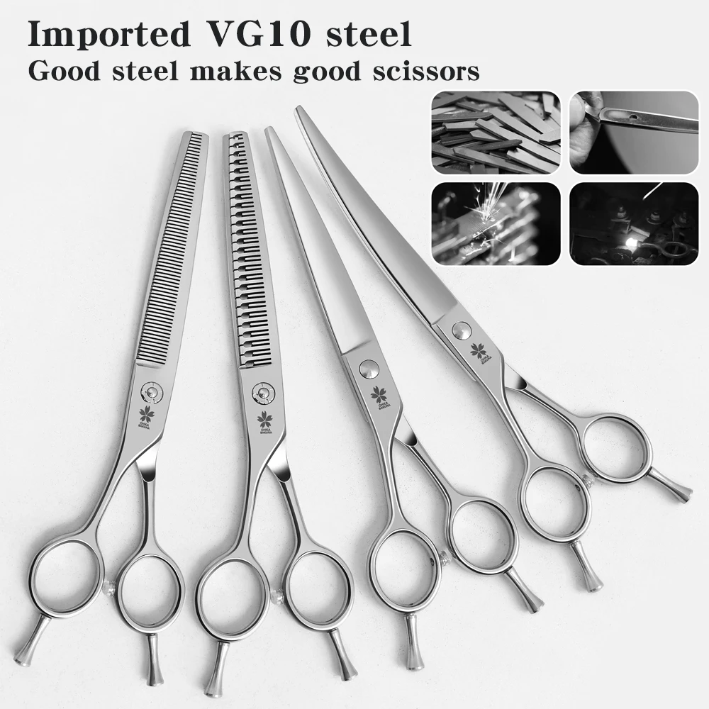 Pet Grooming Scissors for Left Hand  JP VG10 Steel  Pet Beautician 7.25 Inches Bending Scissors Thin Scissors Natural Scissors
