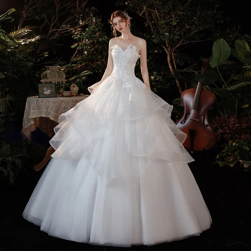 Customized Wedding Dresses Bride  Lace Up Ball Gowns Princess Style Dresses Plus Size Wedding Dress
