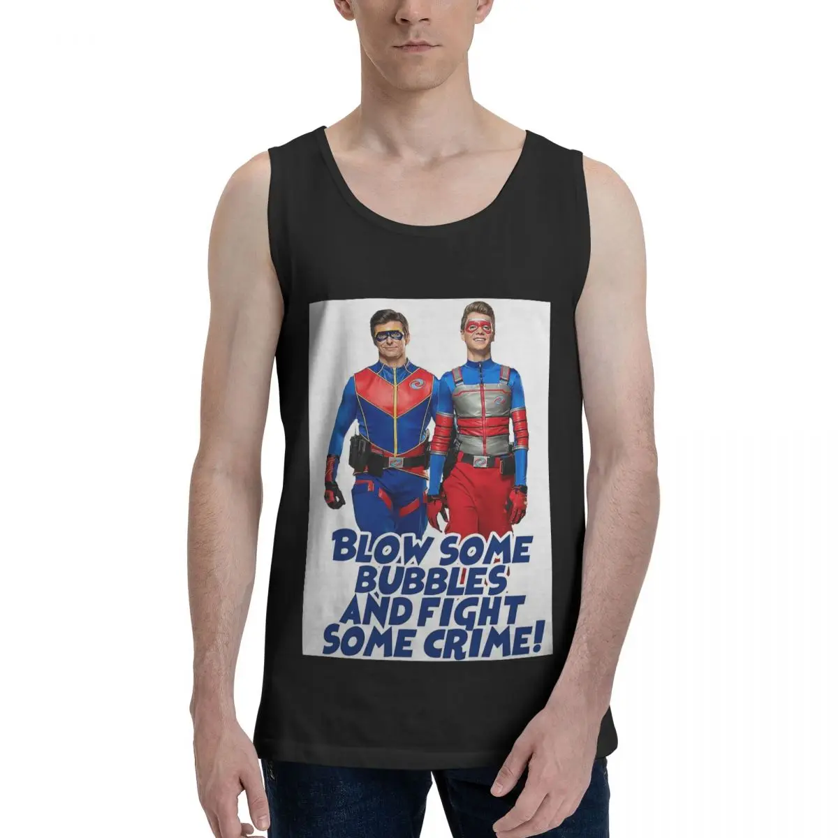 Blow Some Bubbles And Fight Some Crime Henry Danger Camiseta masculina 100% algodão, sem mangas, camisetas masculinas, regata, camiseta