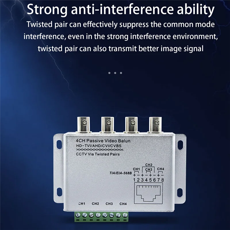 

RANA 4CH Passive Video Balun for TVI CVI AHD Cameras CCTV Via Twisted Pairs UTP Video Balun 4CH Transceiver BNC To UTP RJ45