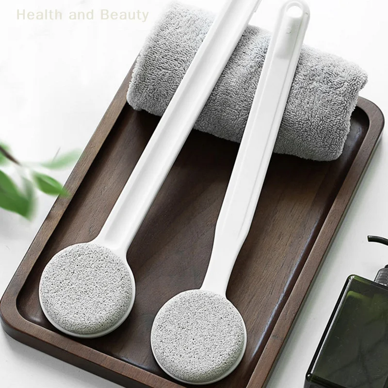 Brosse ponce exfoliante pour les pieds, lime Double face à Long manche, épurateur de soins en pierre, brosse exfoliante pour le corps, 1 pièces