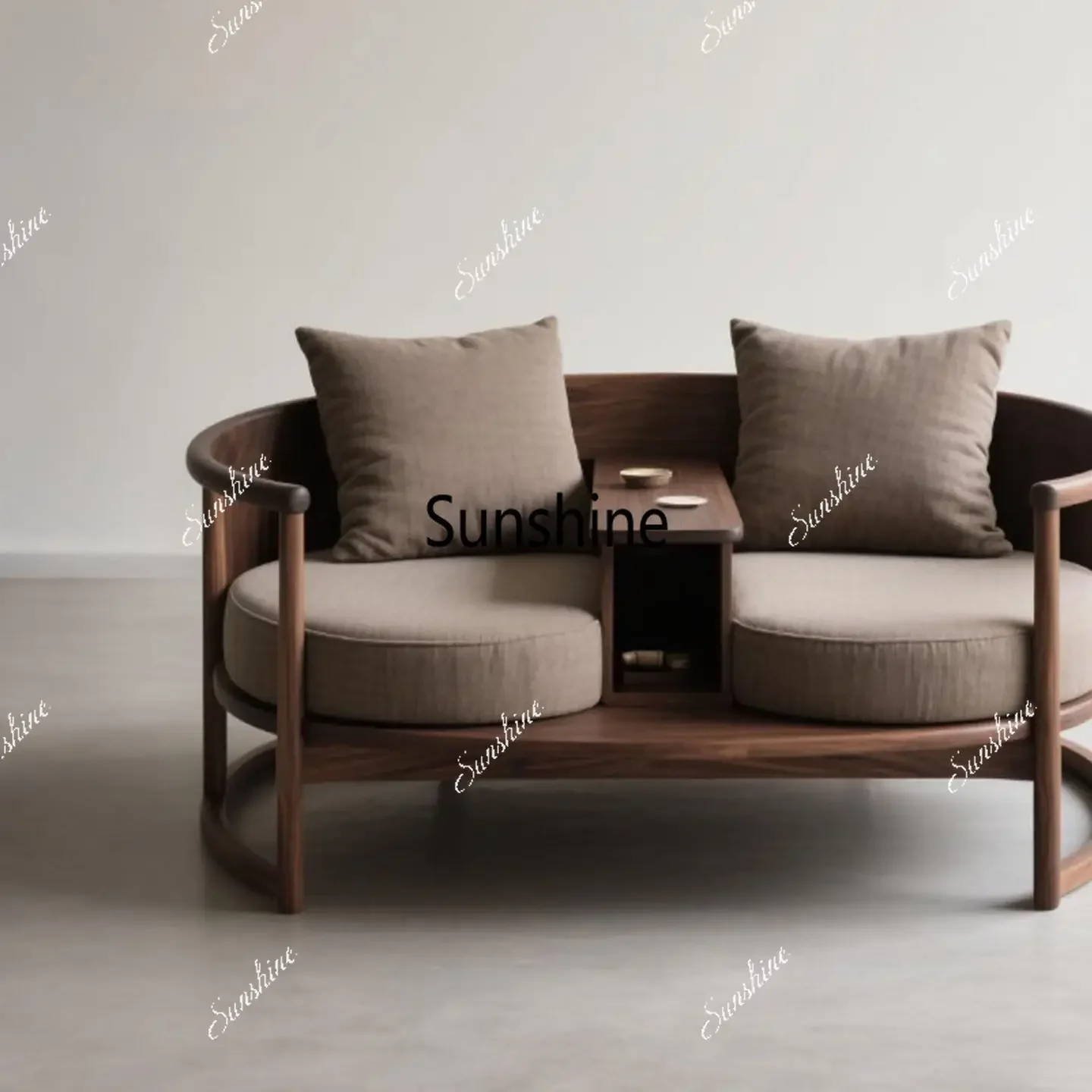 

YNew Chinese Arhat bed double sofa solid wood one-piece chair fabric chaise longue