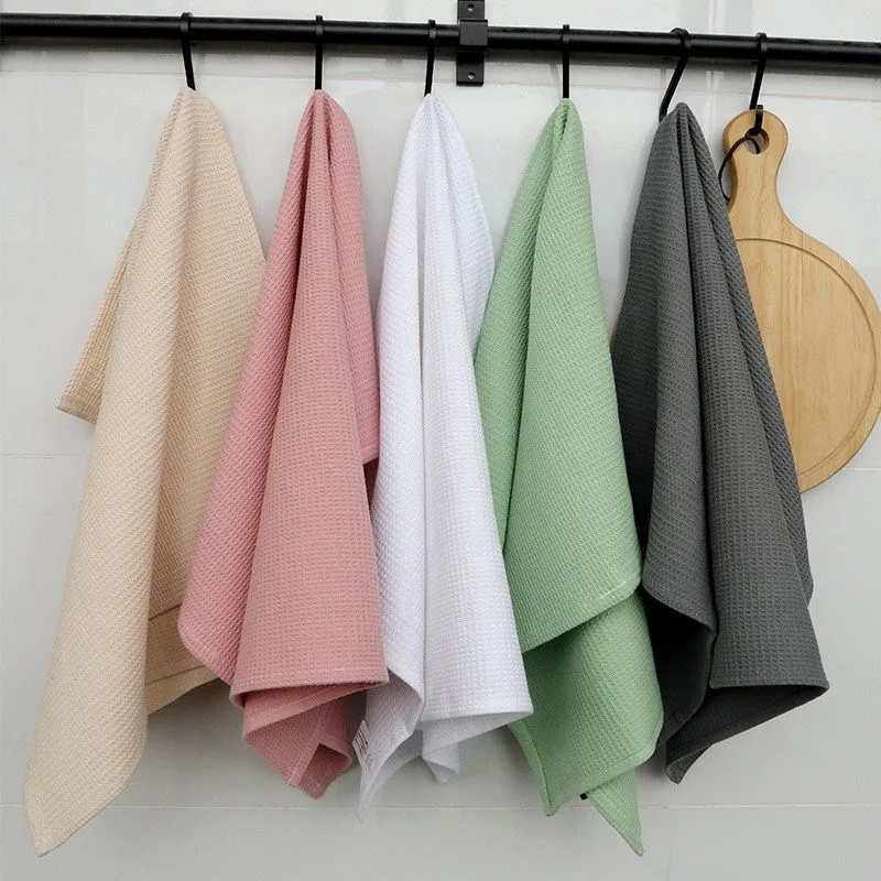 45x65cm Cotton Home Kitchen Solid Color Waffle Tea Towel Cleaning Dishcloth Table Napkin