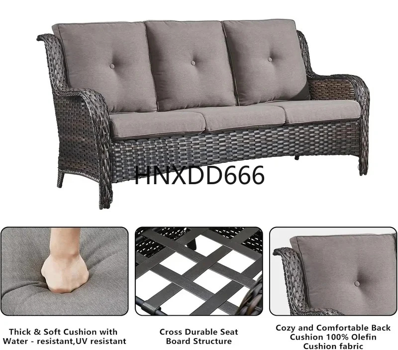 

7-Piece Rattan Patio Sectional Set with 2 Sofas, 2 Armrest Chairs, 1 Coffee Table, and 2 Ottomans