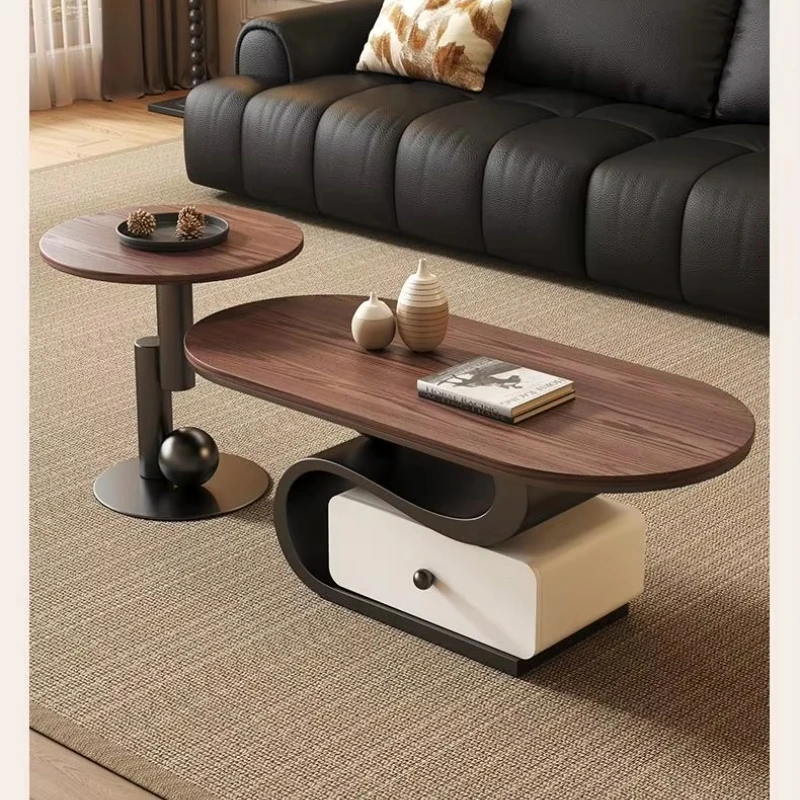 

New light walnut tea, small family living room coffee table combination