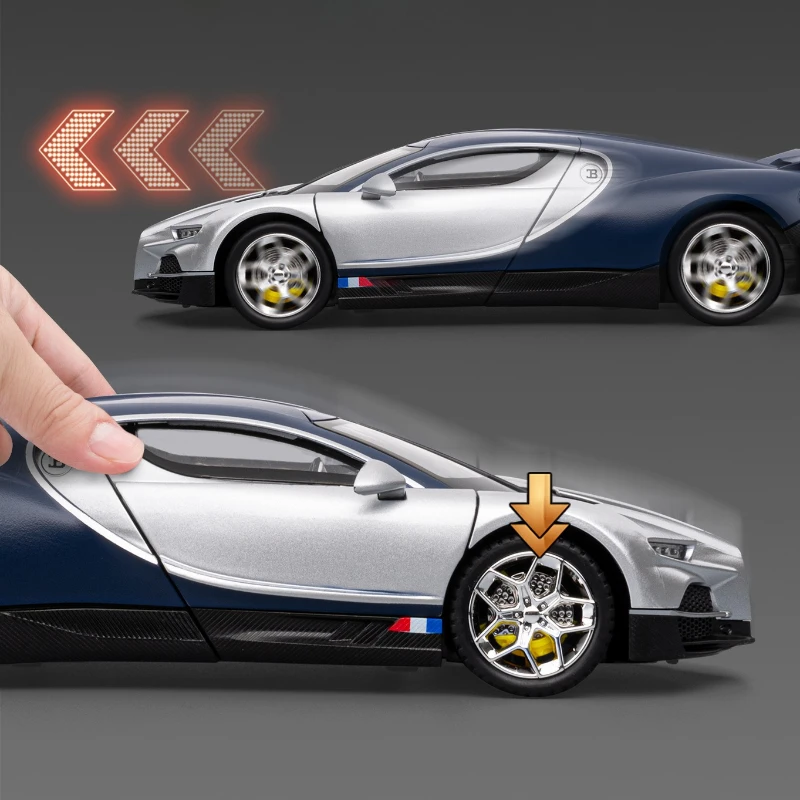 1:24 Tourbillon Supercar Diecast Alloy Luxury Car Model Sound Light Pull Back Car For Children Toys Gift