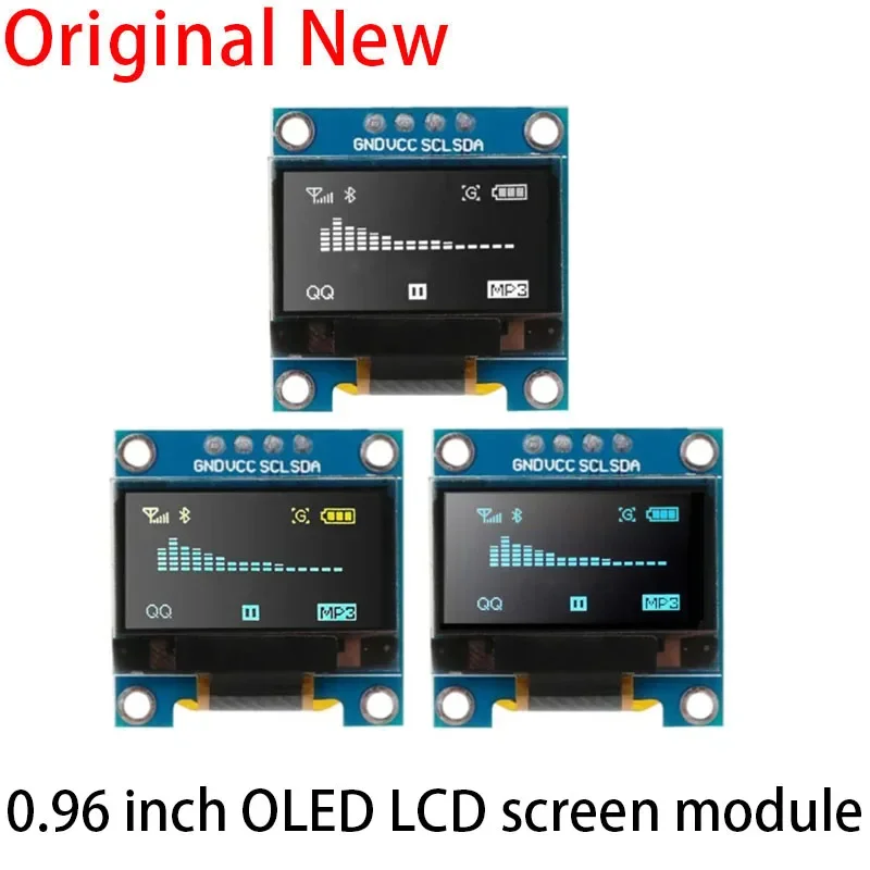 Écran OLED 0.96 Poces SSD1306 I2C IIC éventuelles I Serial ogenX64 LCD 4 Brooches Bleu Jaune Blanc pour Ardu37 (Soudées Brooches