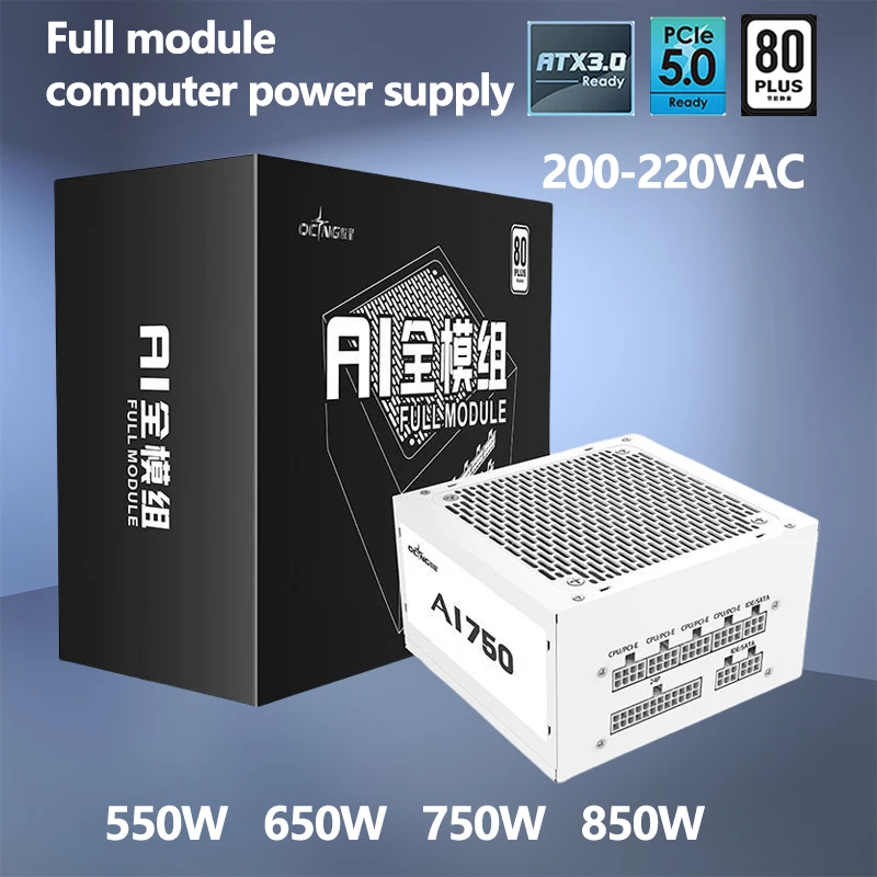 

Полный модуль ATX, белый корпус, компьютерный блок питания, 550 Вт, 650 Вт, 750 Вт, 850 Вт, 200-240 В переменного тока, блок питания для ПК, игры
