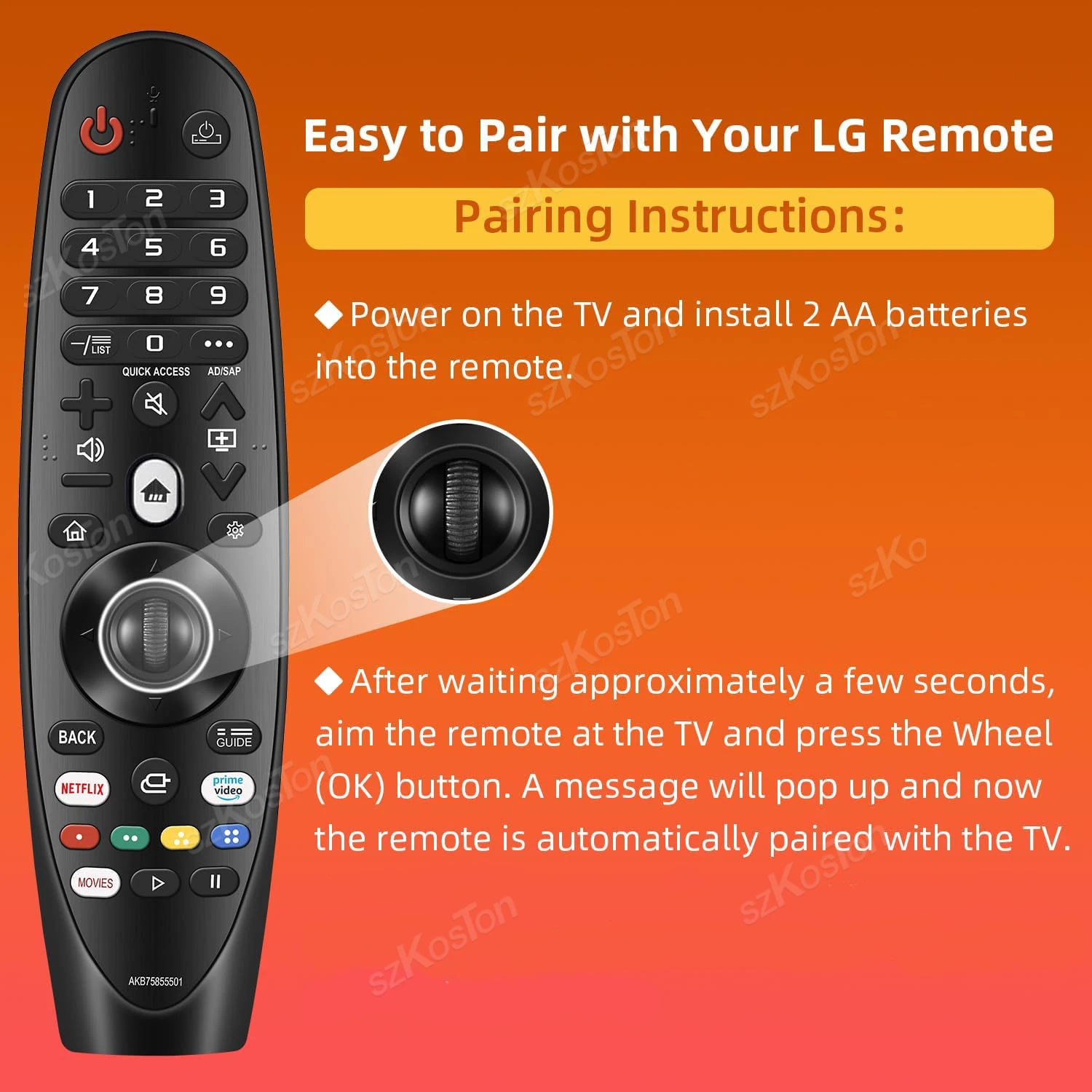 Replacement Magic Remote Control Compatible with LG Smart TV MR20GA NO Voice Pointer Function IR Remote for LG TVs UHD OLED QNED