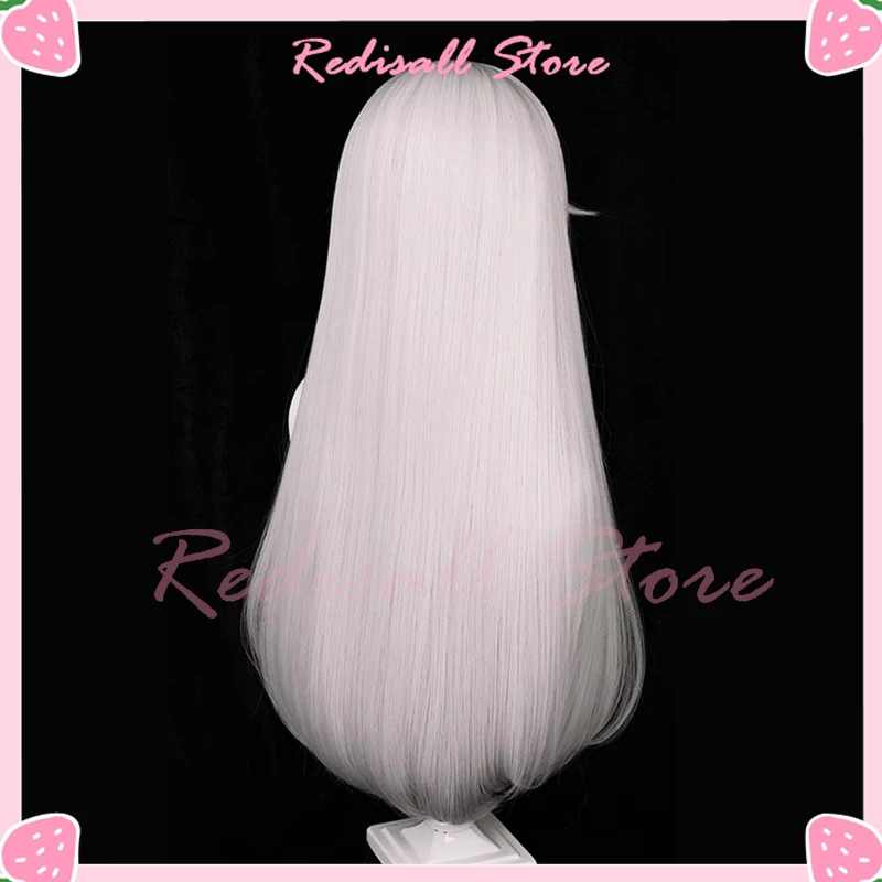 Peruca de cabelo Cosplay longa e reta, Peruca Aurora, Rosa, Prateado, Branco, Cinza, Couro cabeludo sintético, Halloween Game Headwear, 75cm, 2023