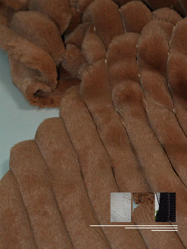 

Rabbit Velvet Fabric Vertical Striped Solid Color Faux Fur Striped Wholesale Cloth for Apparel Sewing By The Meter Diy Material