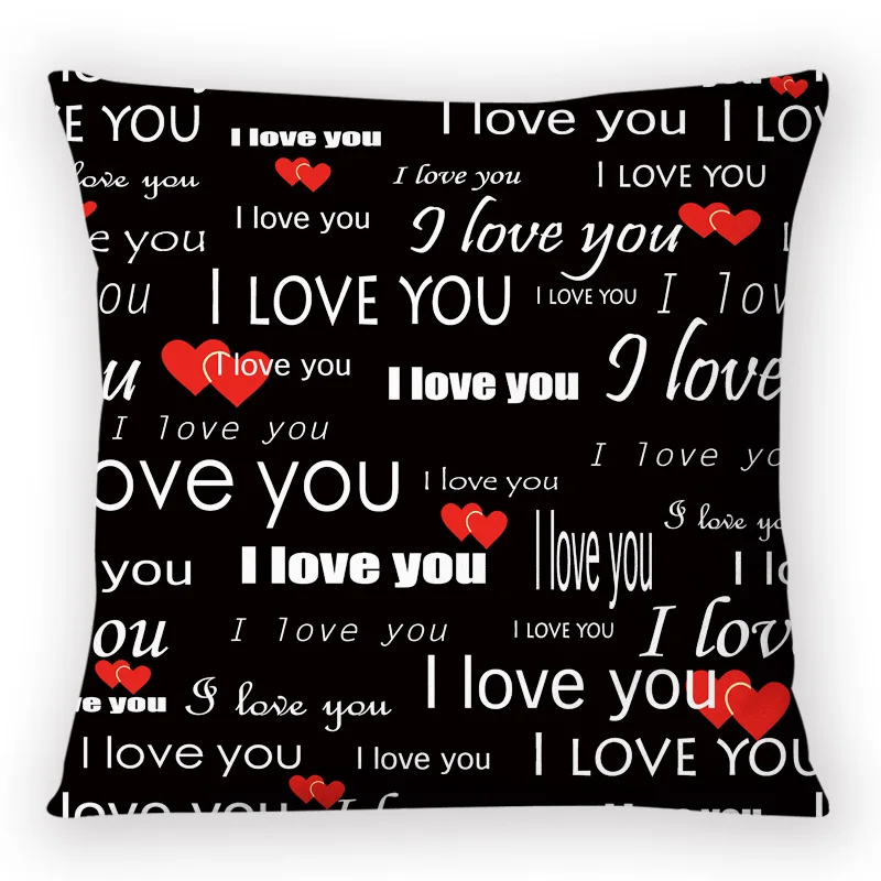 Creative I Love You Letter Print Pillow Case Sublimation Blank Throw Square Pillowcase Cushion Covers  Lover\'s Gift