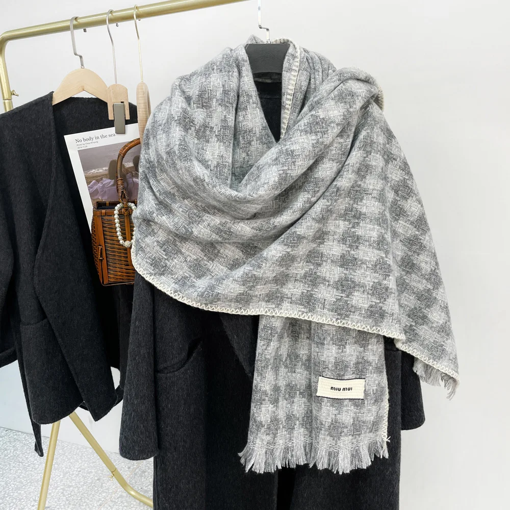 High Quality Chic Houndstooth Scarf Women Autumn Winter Warm Thick